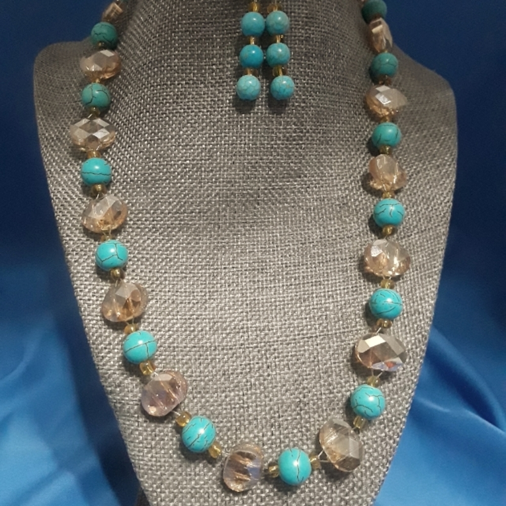 Turquoise necklace and earring set